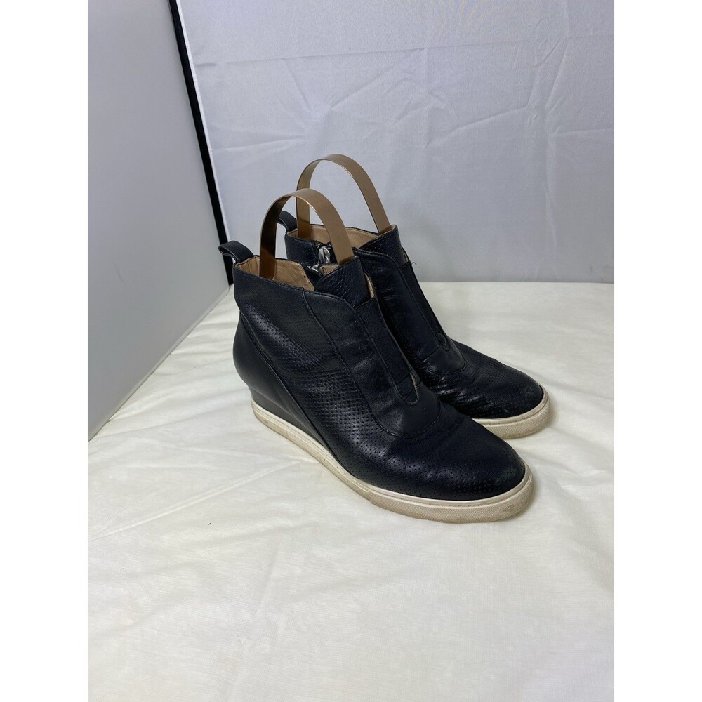 Linea Paolo Felicia Womens Wedge Sneakers Size 6.5M Black Zipper Ankle Boots